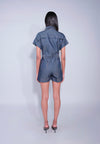 DNM Studios x Raxenne Pedilum Short Sleeve Playsuit (Mid.Blue)