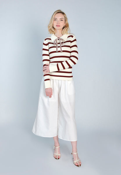 Raf Dara Long Sleeve Top (White/Rust)