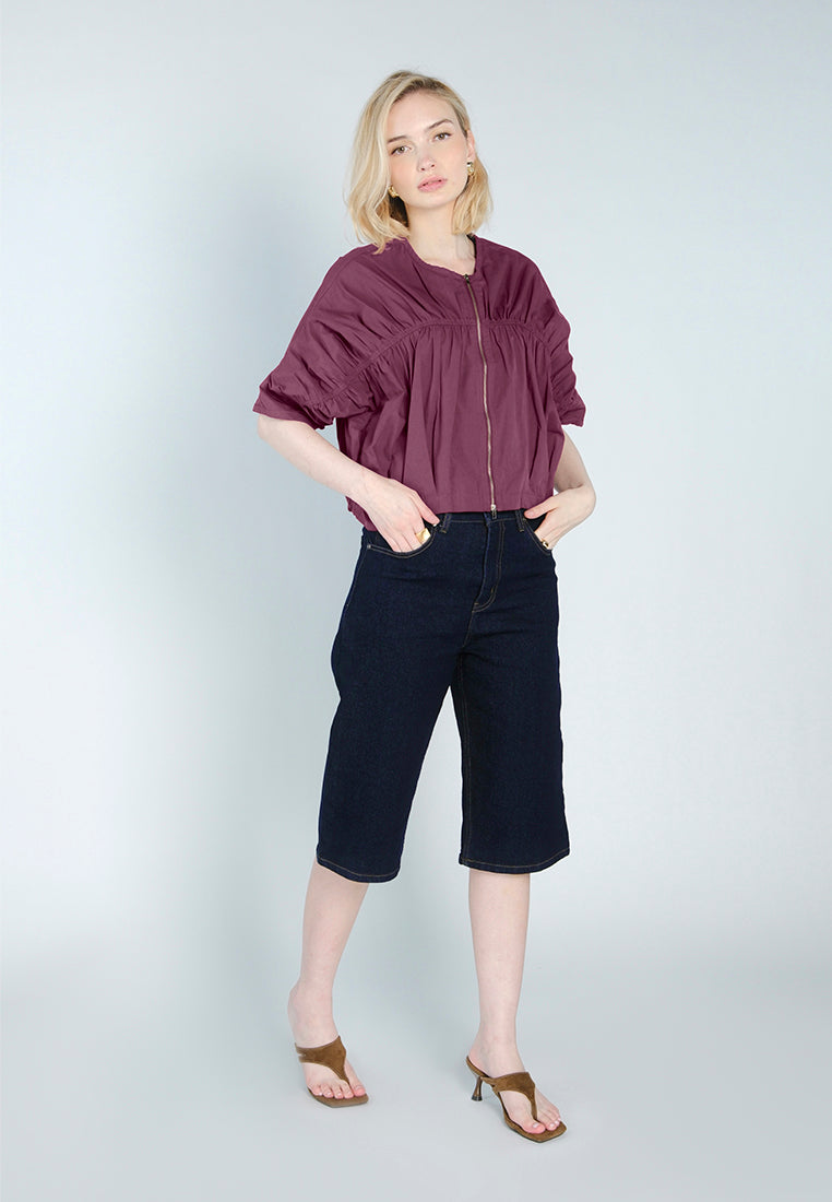 Raf Ford Quarter Sleeve Jacket Top (Maroon)