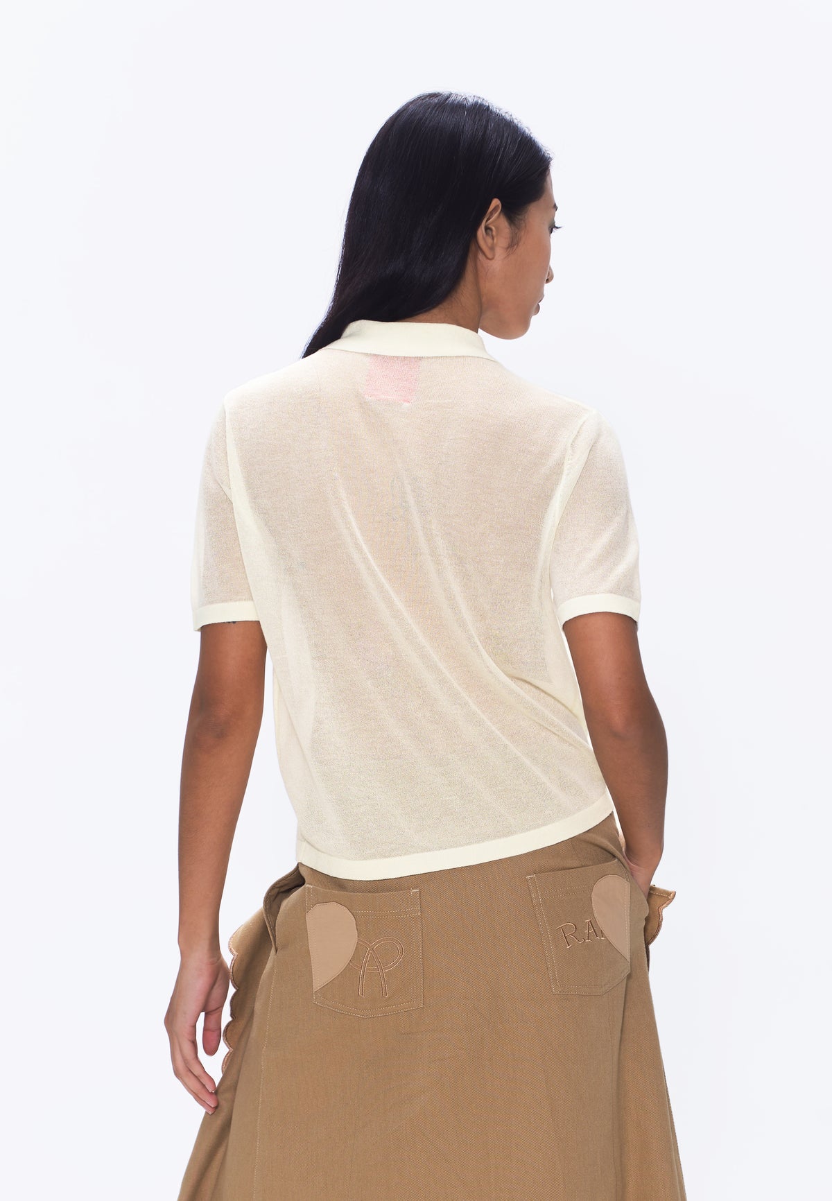 Plains & Prints x Randolf Tulip Barong Knit Short Sleeve Top (Cream)