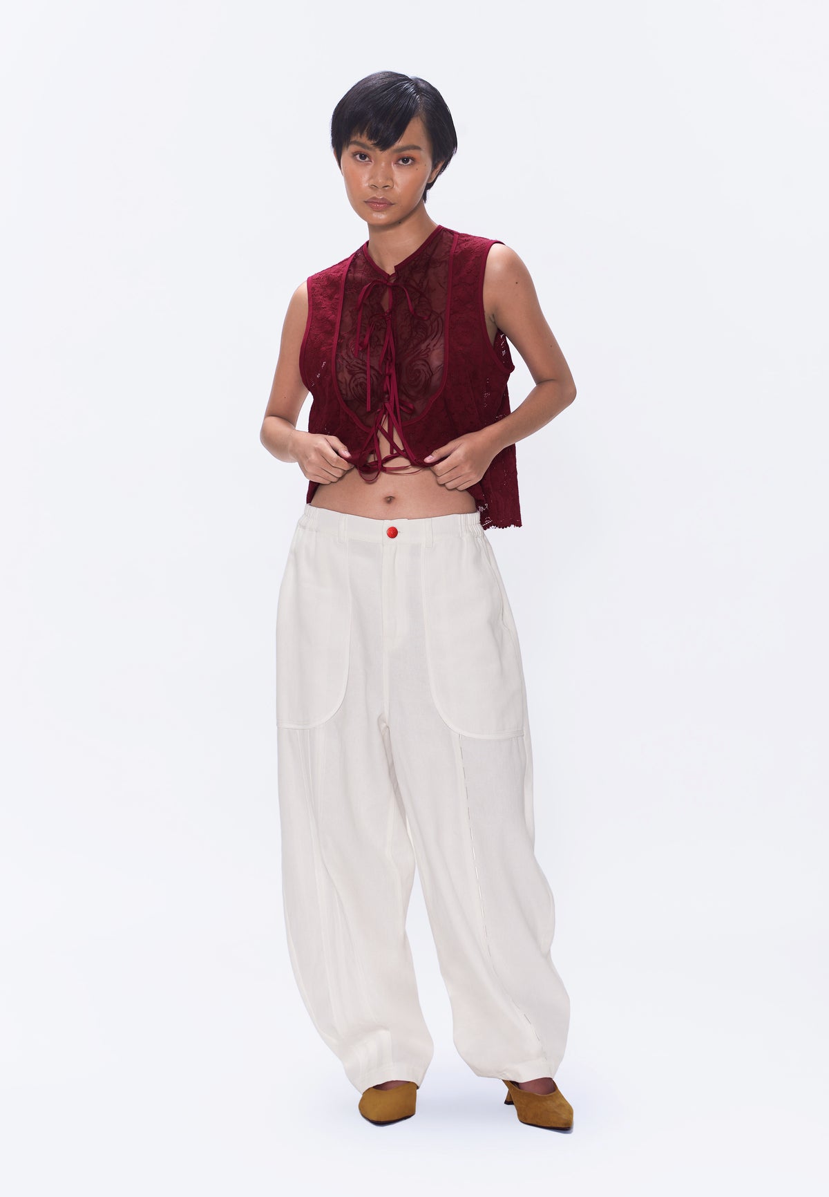 Plains & Prints X Randolf Wave Sleeveless Vest (Oxblood)