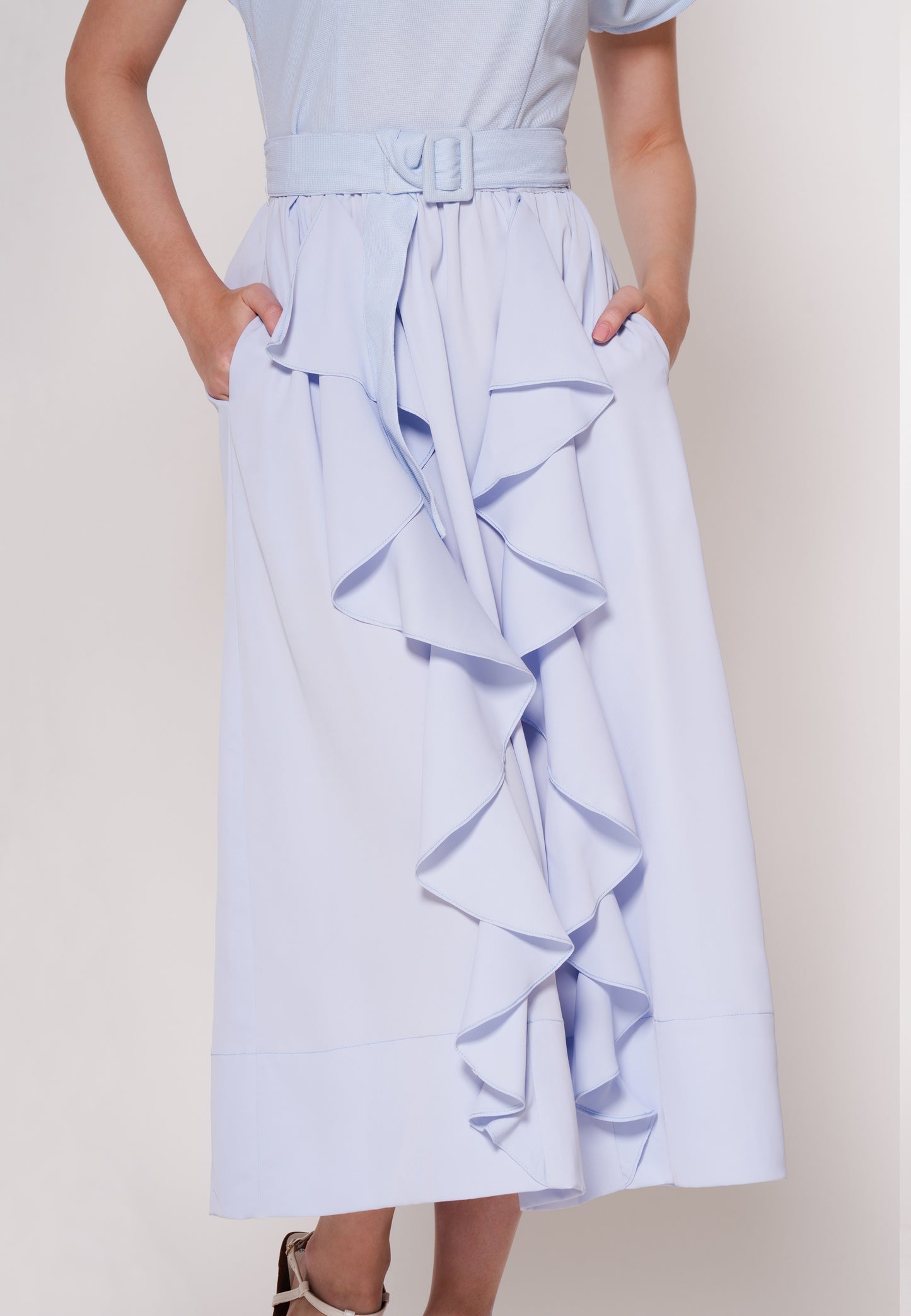 Arter Extended Sleeve Dress  (Light Blue)
