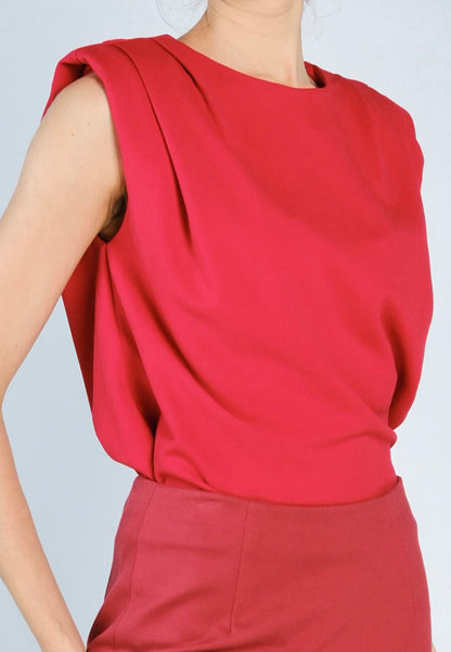 Mark Bumgarner X Vania Romoff For Plains & Prints Ava Sleeveless Top (Red)