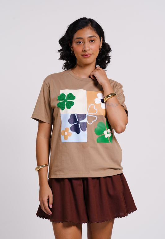 Archetype Summer Essentials Clubs Short Sleeve Shirt Top (Brown)