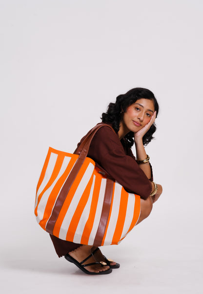 Archetype Summer Essentials Cove Tote Bag (Striped Orange)