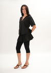 Archetype Refined Crow Short Sleeve Top W/ Pleated Sash (Black)