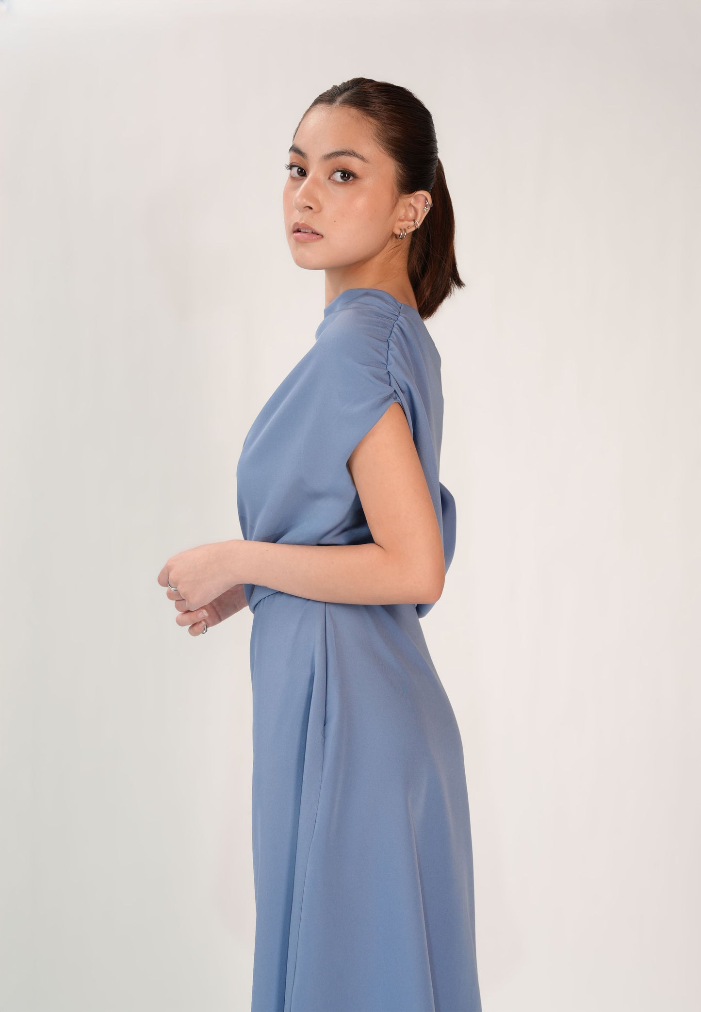 Fedora Extended Sleeve Dress (Dark Blue)