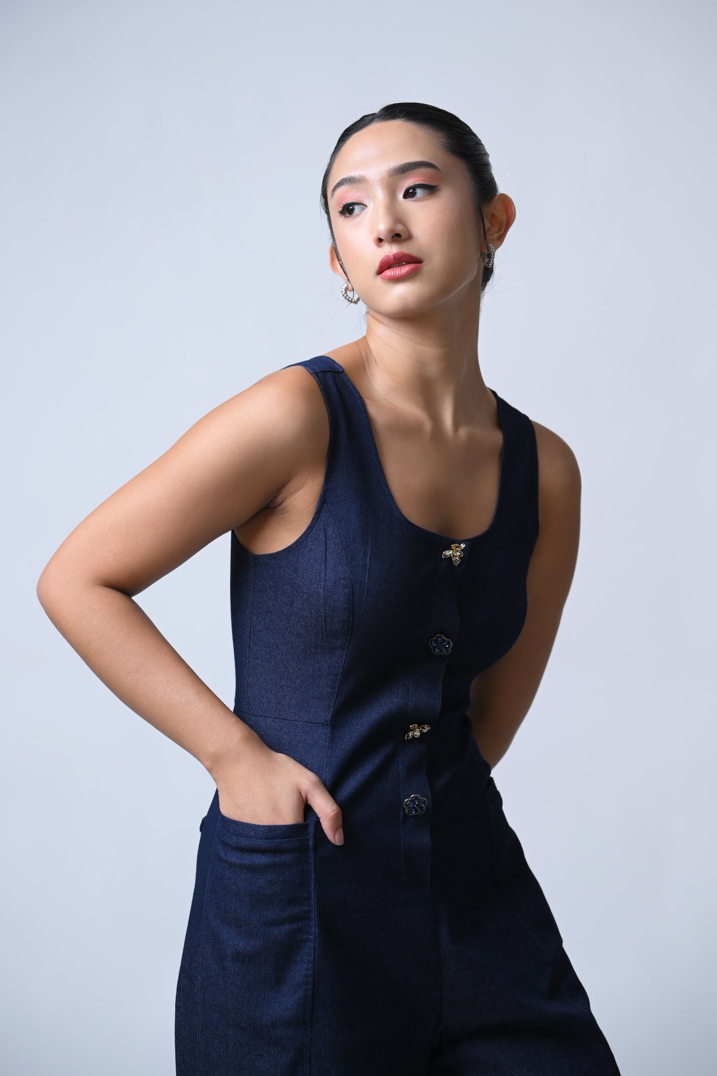 Fitch Sleeveless Pantsuit  (Chambray)