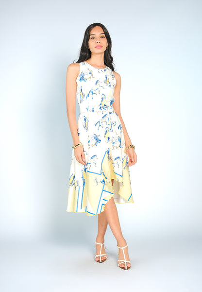 Nobleza Friesian Sleeveless Dress (Printed Cream)
