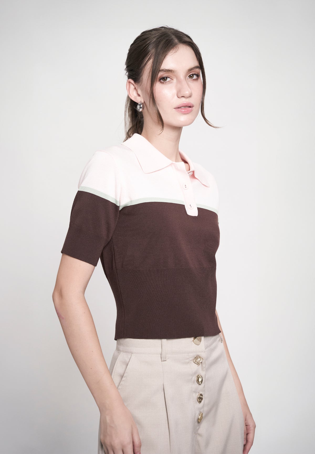 Giffy Short Sleeve Top (Pink/Brown)