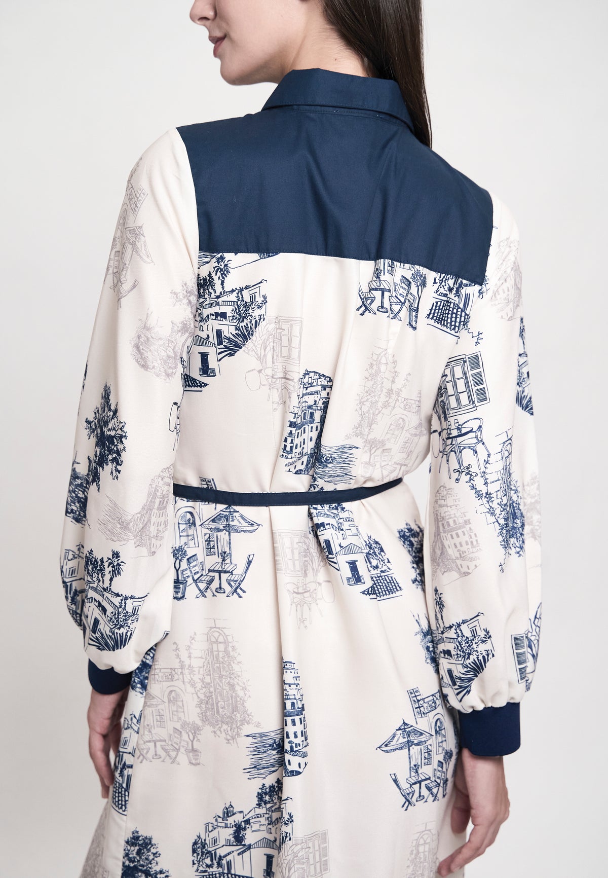 Greece Long Sleeve Dress (Printed Taupe)