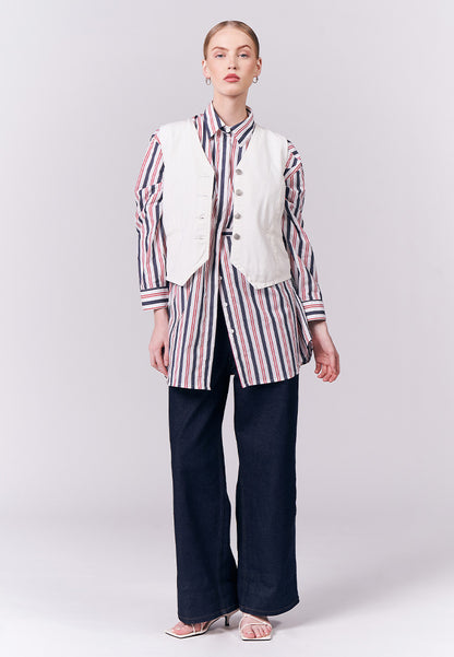 DNM Studios Humphrey Long Sleeve Tunic Top (Red & White)