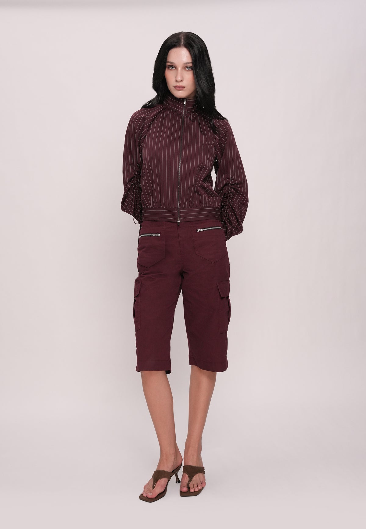 Huxlei Long Sleeve Top (Striped Plum)