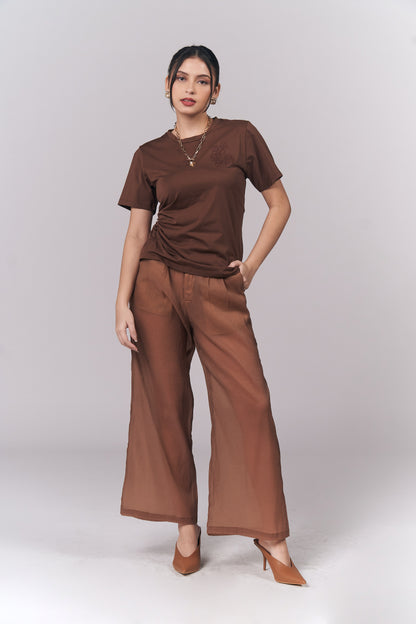 Jacey Short Sleeve Top (Brown)