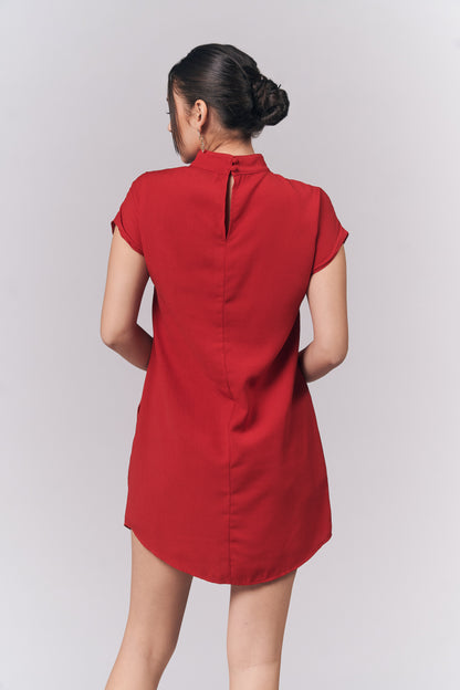 Joyous Short Sleeve Dress (Red)