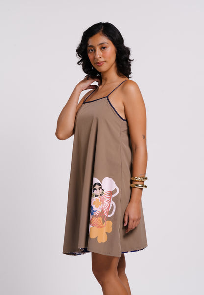 Archetype Summer Essentials Lucky Reversible Sleeveless Dress (Printed Brown)