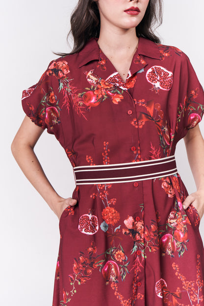 Mulberry Short Sleeve Dress (Burgundy)