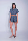DNM Studios x Raxenne Pedilum Short Sleeve Playsuit (Mid.Blue)