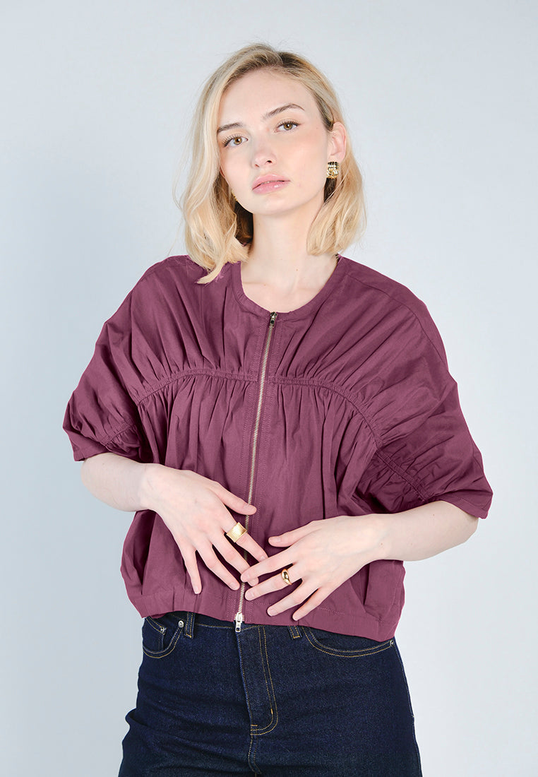 Raf Ford Quarter Sleeve Jacket Top (Maroon)