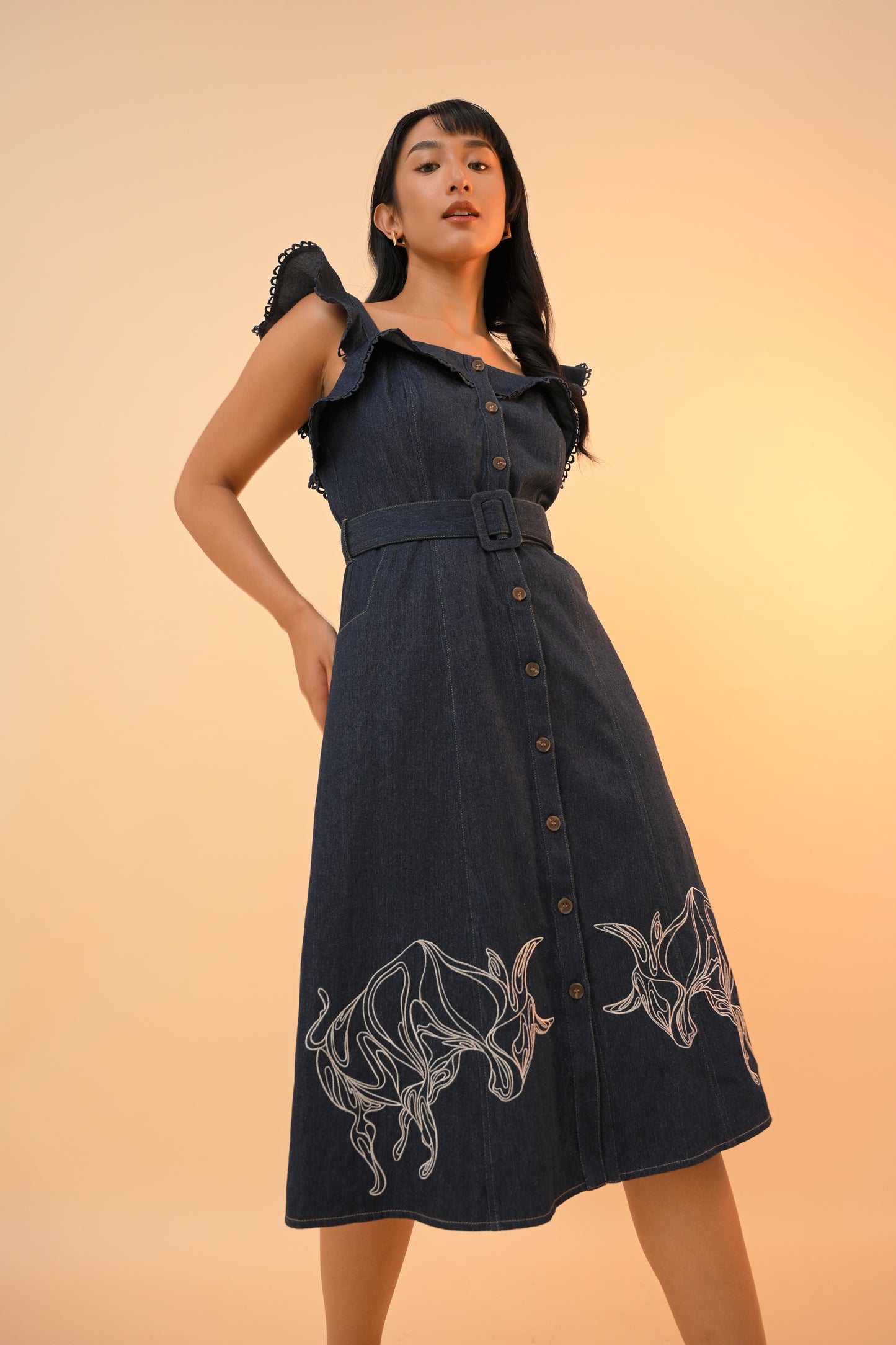 Ox Sleeveless Dress Summer Dresses (Blue Denim)