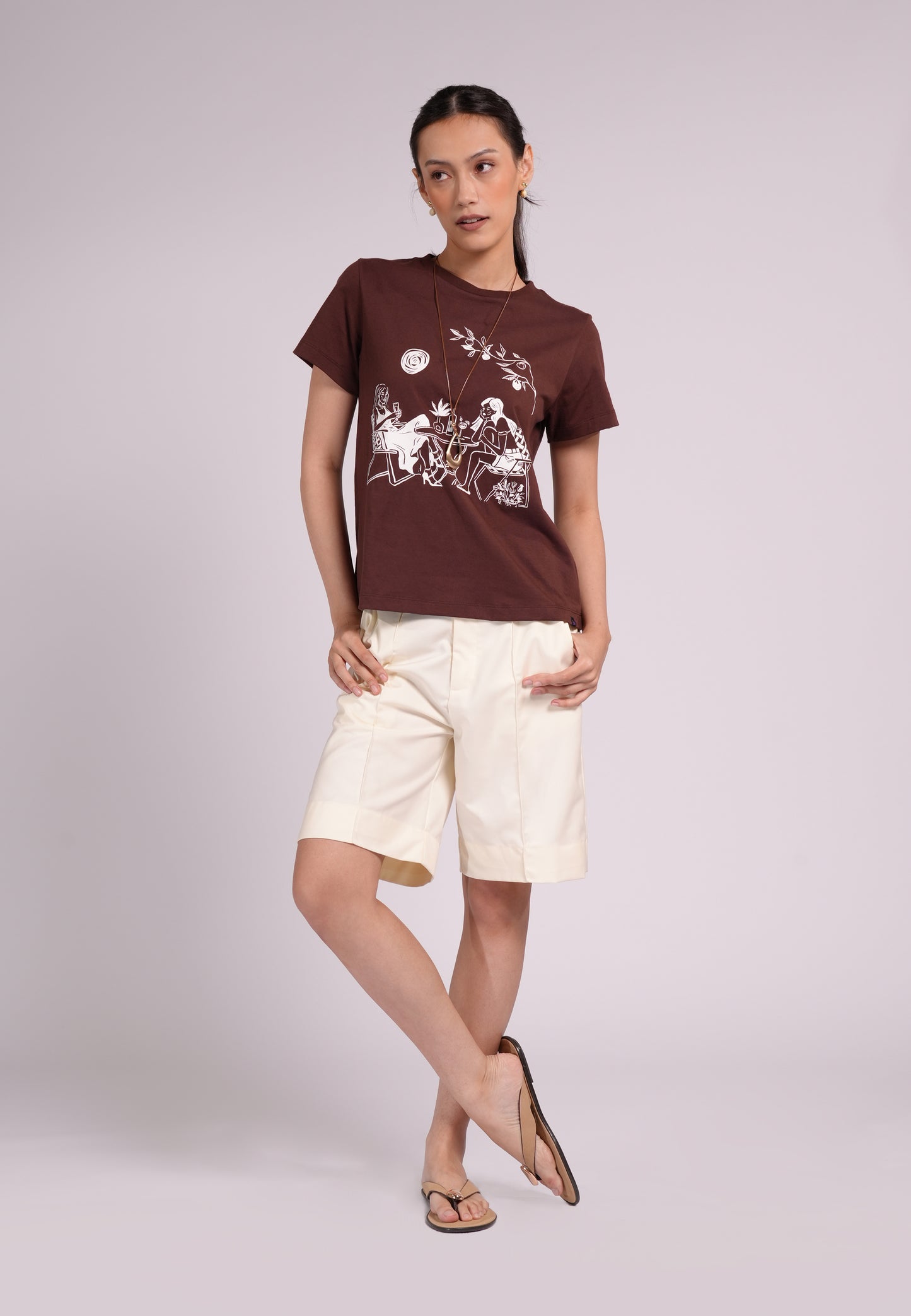 Summer Tees 2026 Bernila Short Sleeve Shirt Top(Brown)