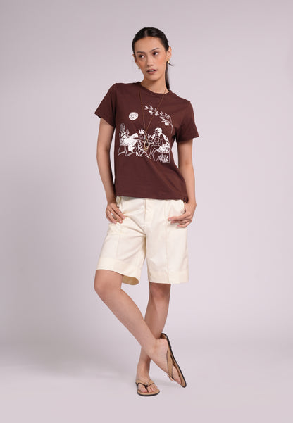 Summer Tees 2026 Bernila Short Sleeve Shirt Top(Brown)