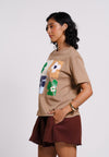 Archetype Summer Essentials Clubs Short Sleeve Shirt Top (Brown)