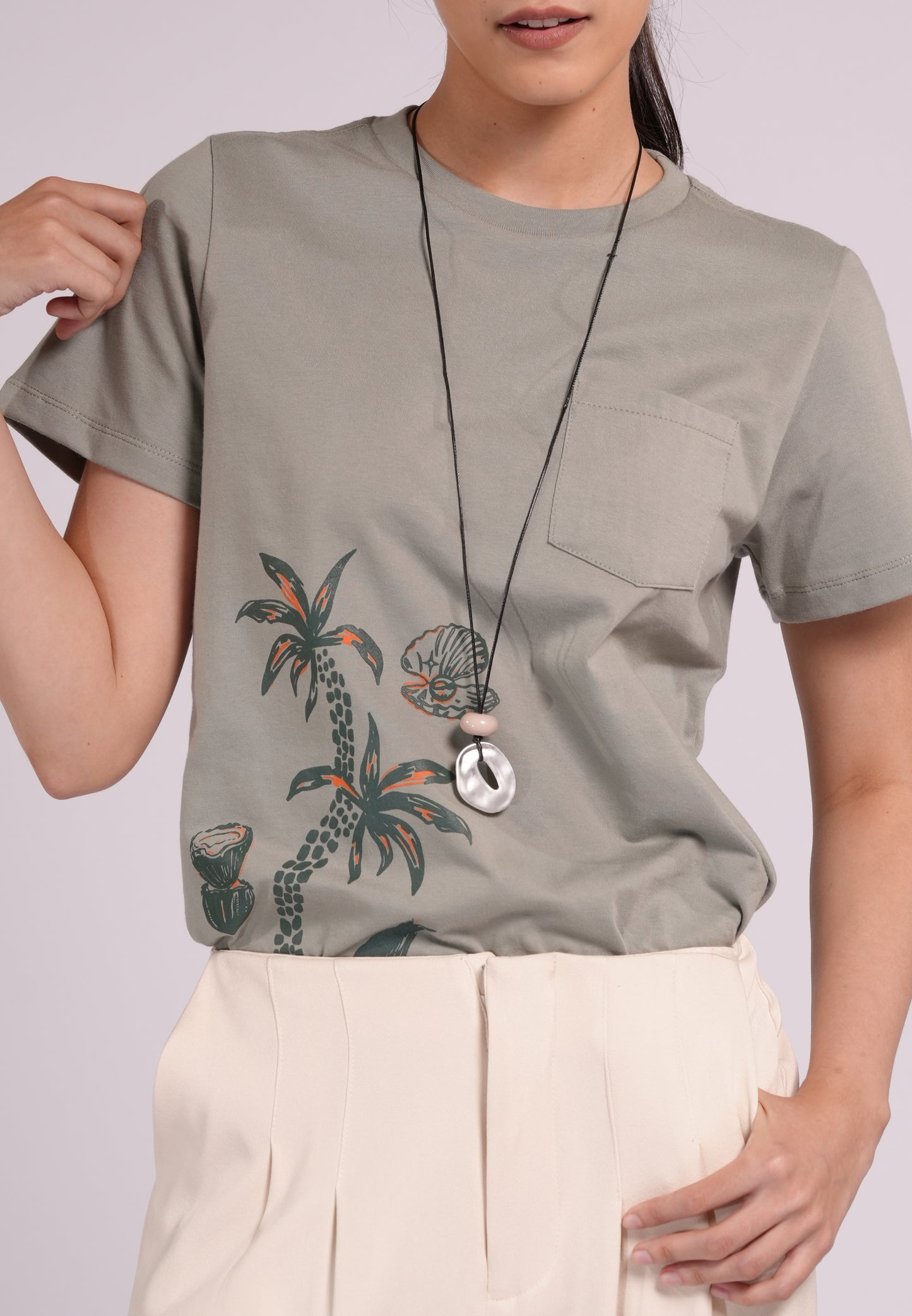 Summer Tees 2026 Dolores Short Sleeve Shirt Top (Sage)