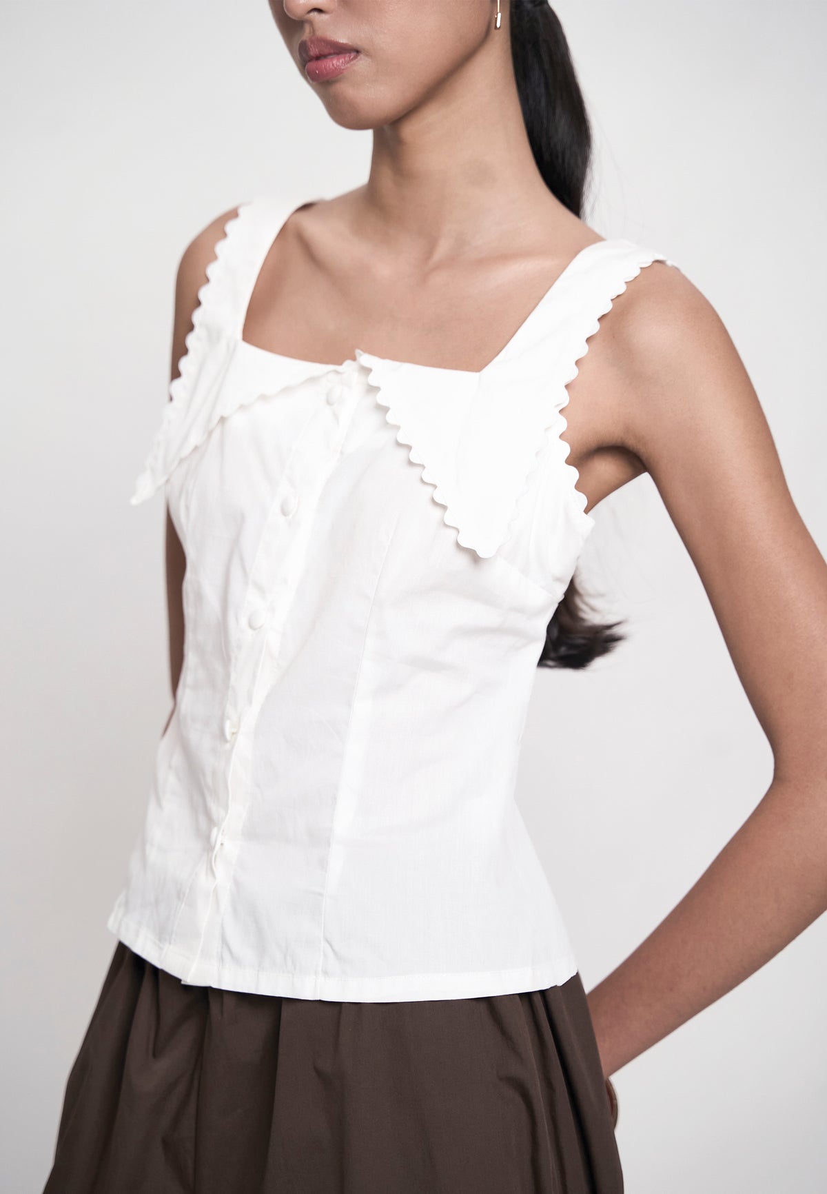 Gentry Sleeveless Top (Offwhite)