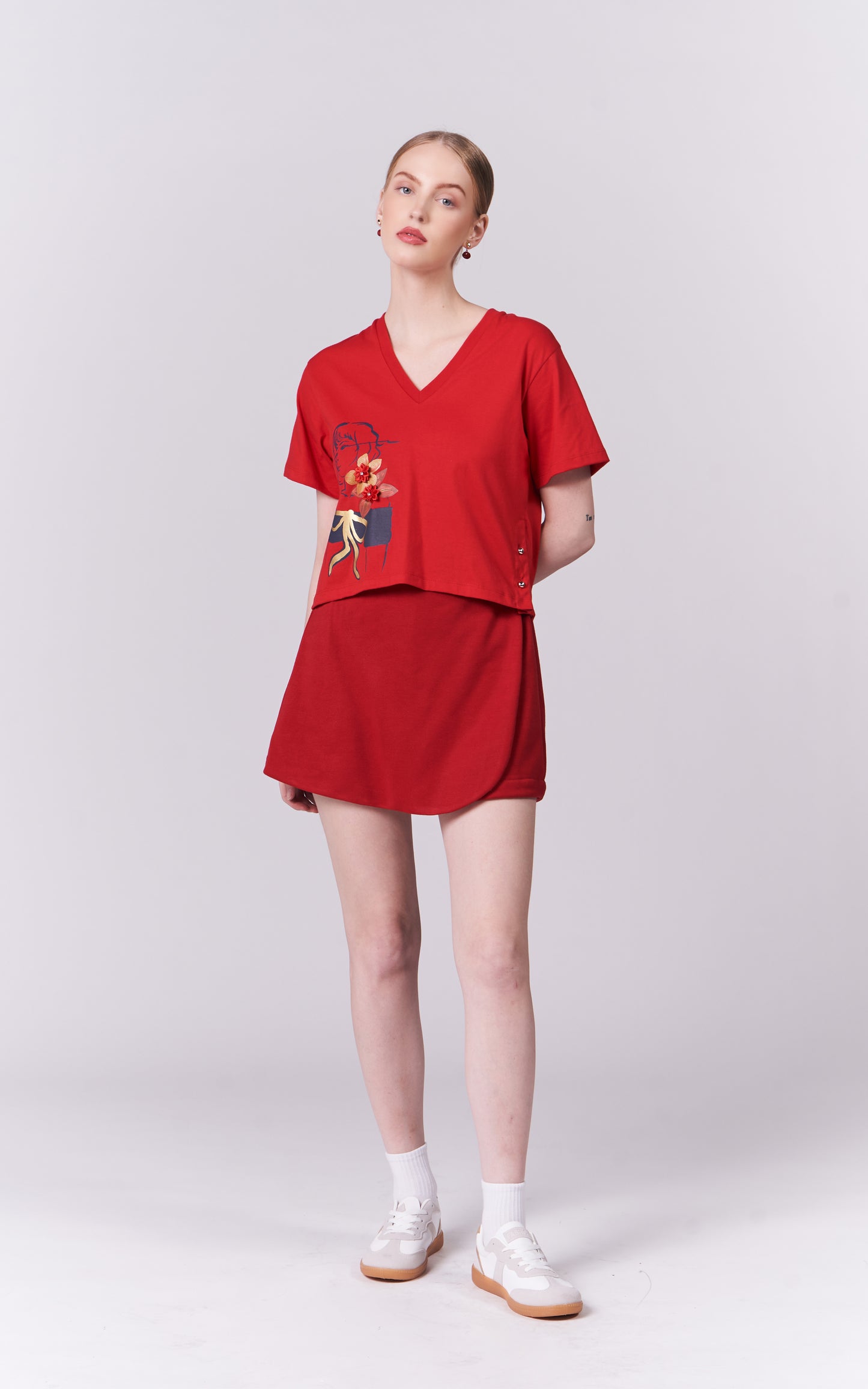 DNM Studios Haliyah Short Sleeve Top (Red)