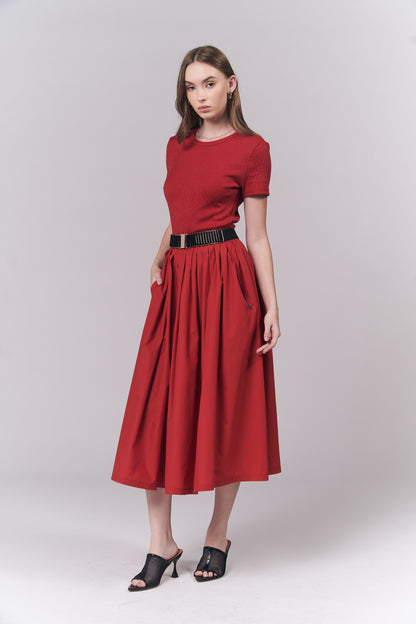 Illo Short Sleeve Dress (Red)