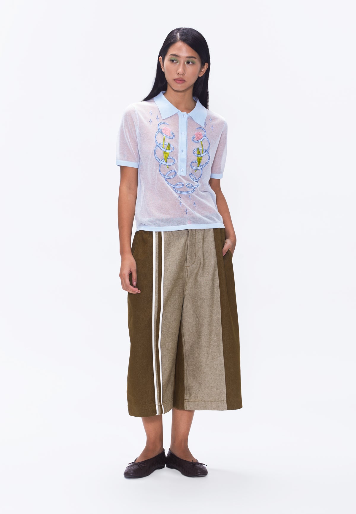 Plains & Prints x Randolf Tulip Barong Knit Short Sleeve Top (Light Blue)