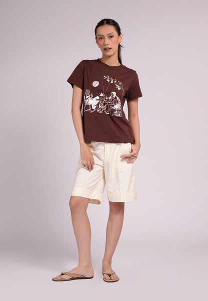 Summer Tees 2026 Bernila Short Sleeve Shirt Top(Brown)