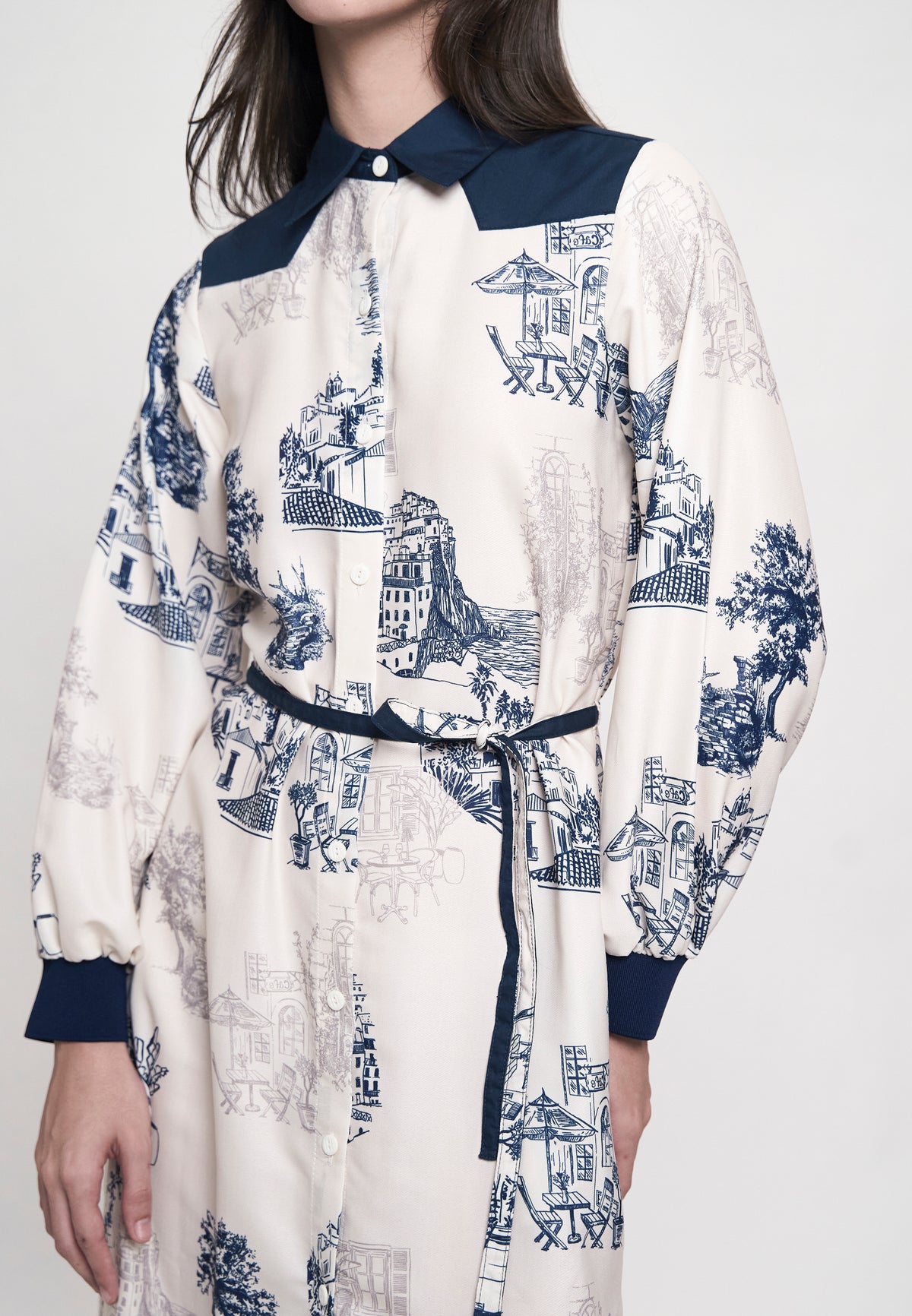 Greece Long Sleeve Dress (Printed Taupe)