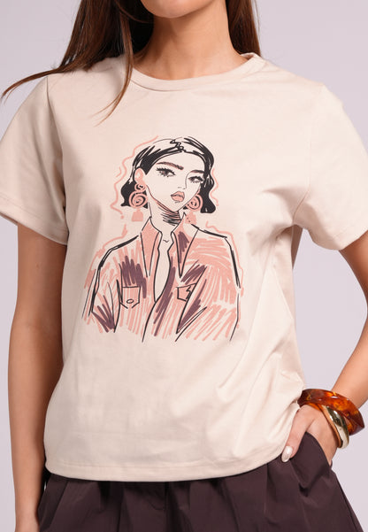 Summer Tees 2026 Maria Short Sleeve Shirts Top (Khaki)