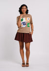 Archetype Summer Essentials Clubs Short Sleeve Shirt Top (Brown)