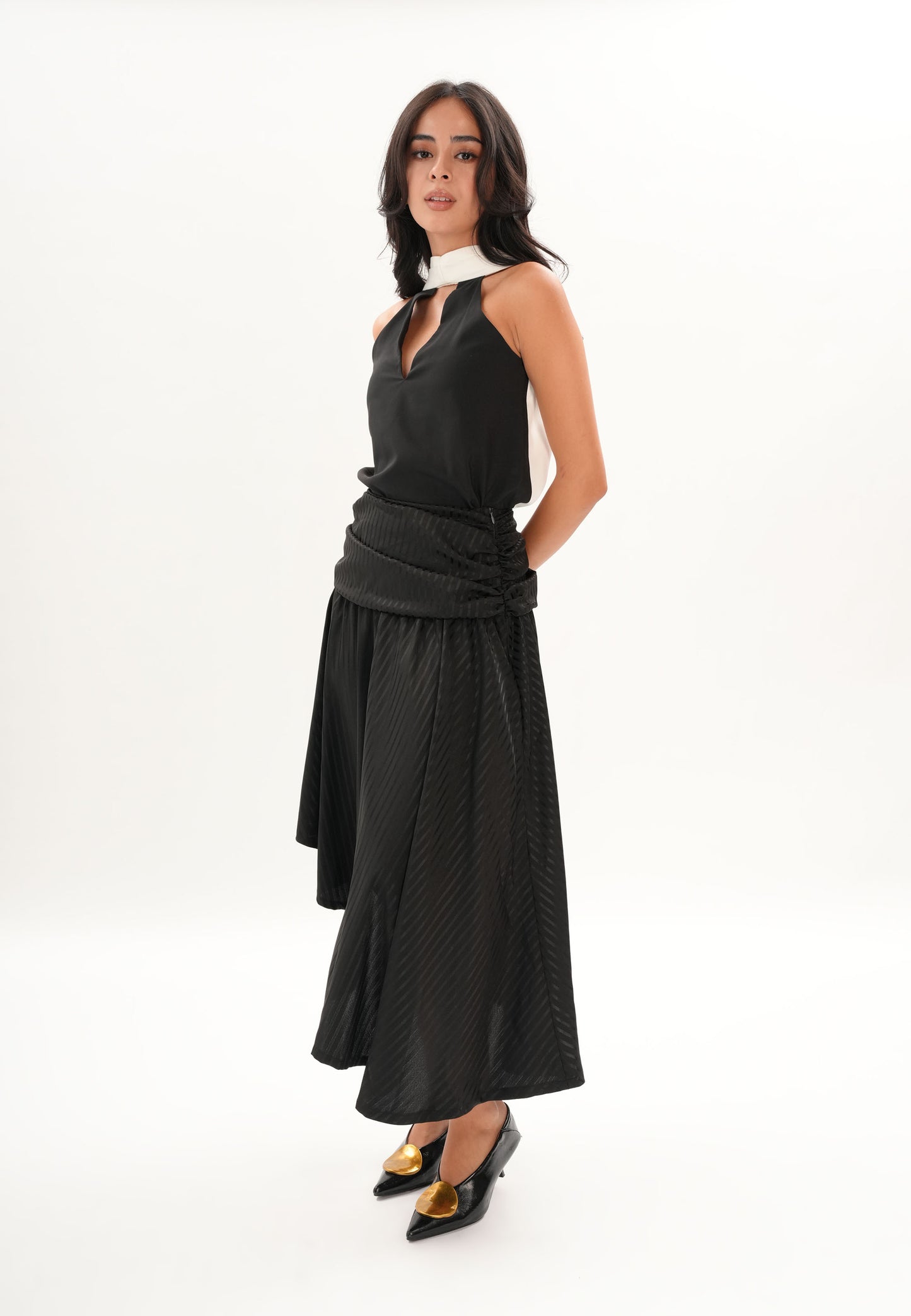 Archetype Refined Lucent Sleeveless Top (White/Black)