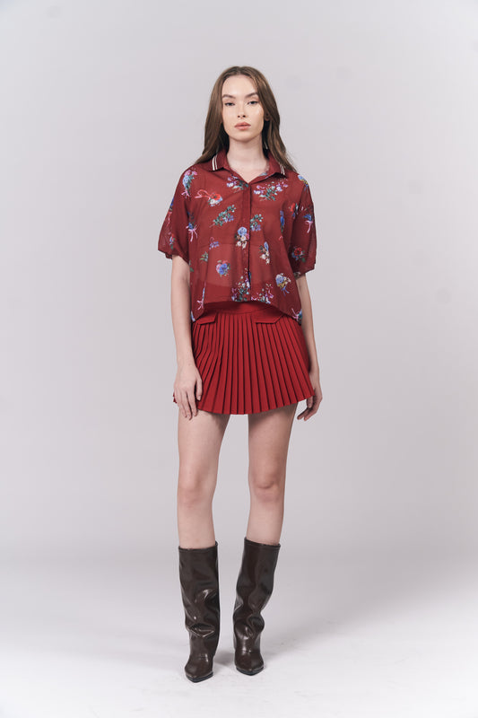 Izara Short Sleeve Top (Red)