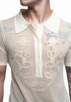 Plains & Prints x Randolf Tulip Barong Knit Short Sleeve Top (Cream)
