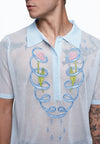 Plains & Prints x Randolf Tulip Barong Knit Short Sleeve Top (Light Blue)