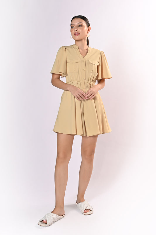 Voyage Hermia Short Sleeve Playsuit (Canary Yellow)