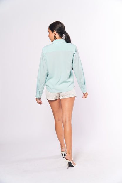 Monochromatic Adara Long Sleeve Top (Light Blue)