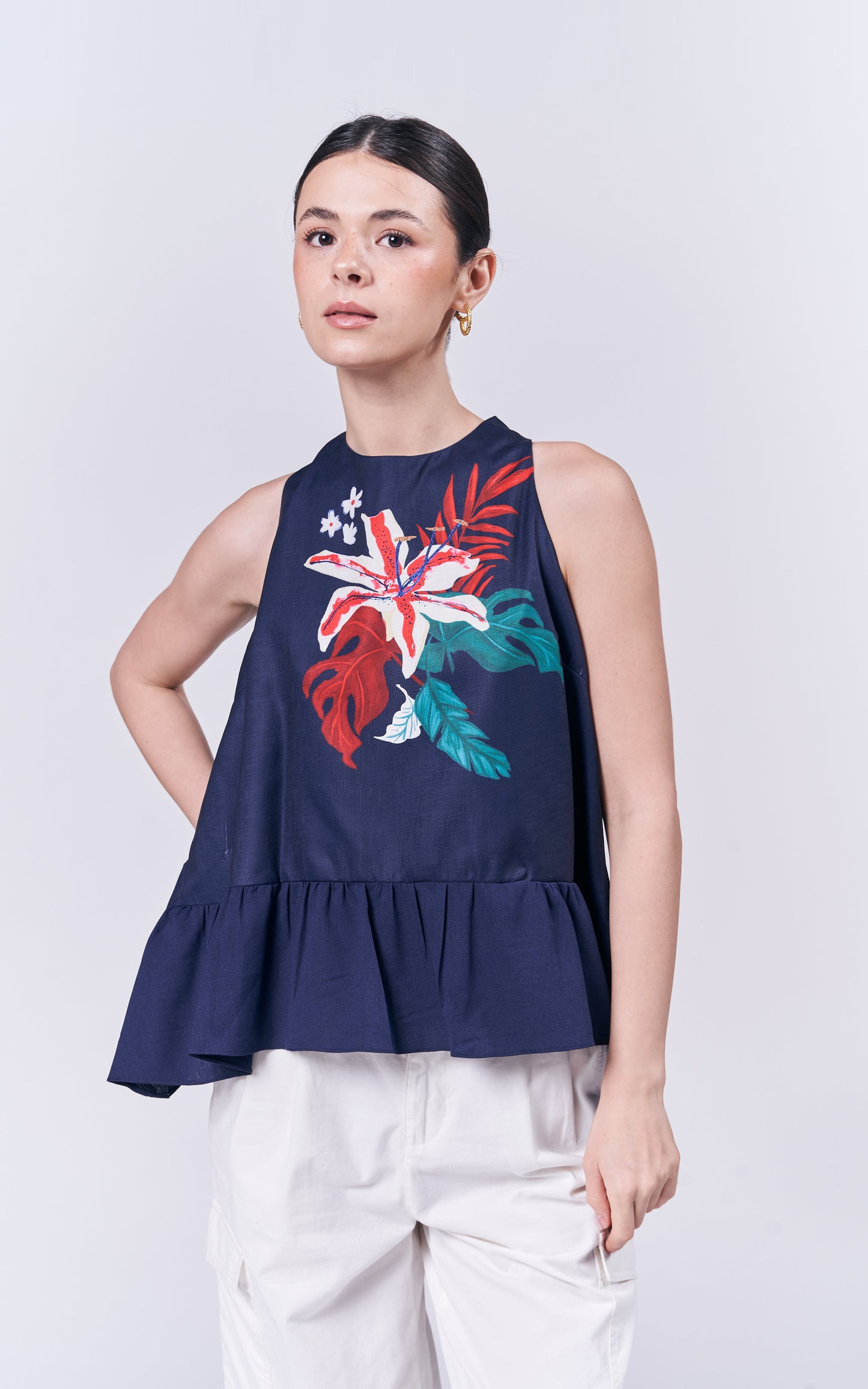 Almare Alezia Sleeveless Top (Navy)