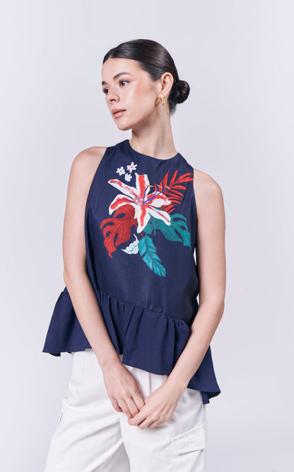 Almare Alezia Sleeveless Top (Navy)