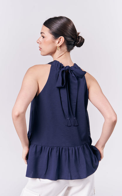 Almare Alezia Sleeveless Top (Navy)