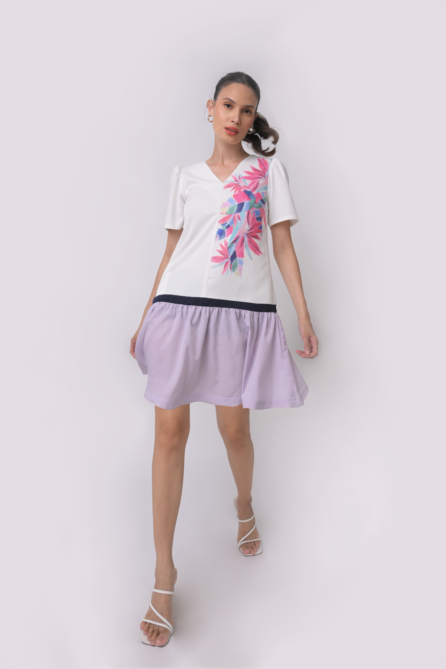 Aliya Short Sleeve Dress (Off-White)