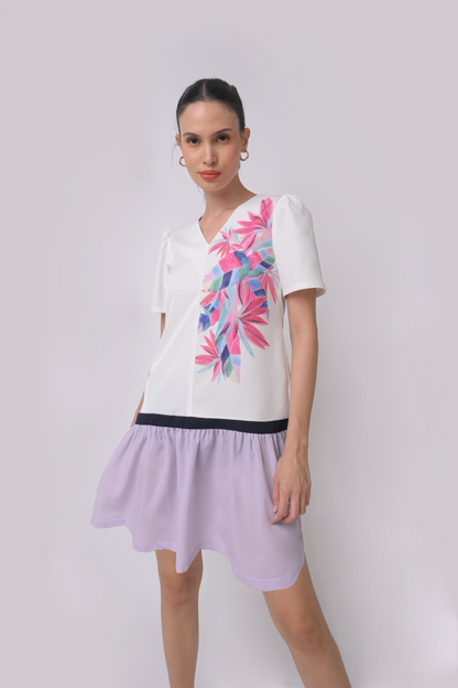 Aliya Short Sleeve Dress (Off-White)