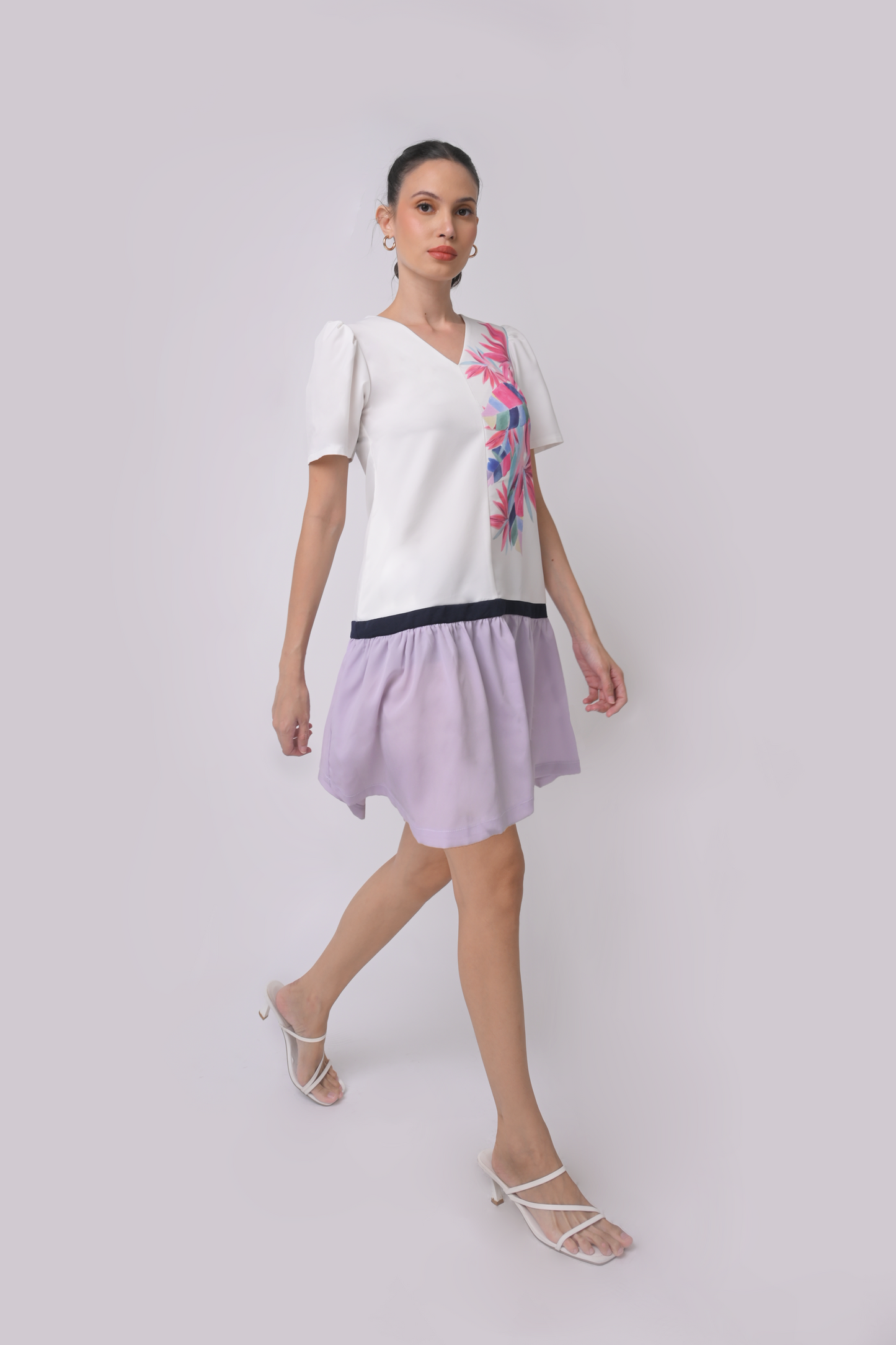 Aliya Short Sleeve Dress (Off-White)