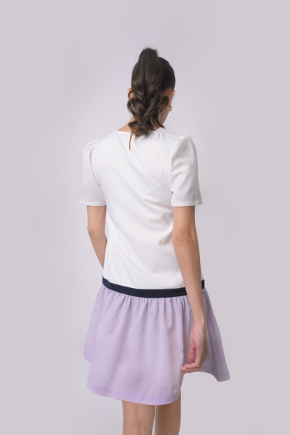 Aliya Short Sleeve Dress (Off-White)