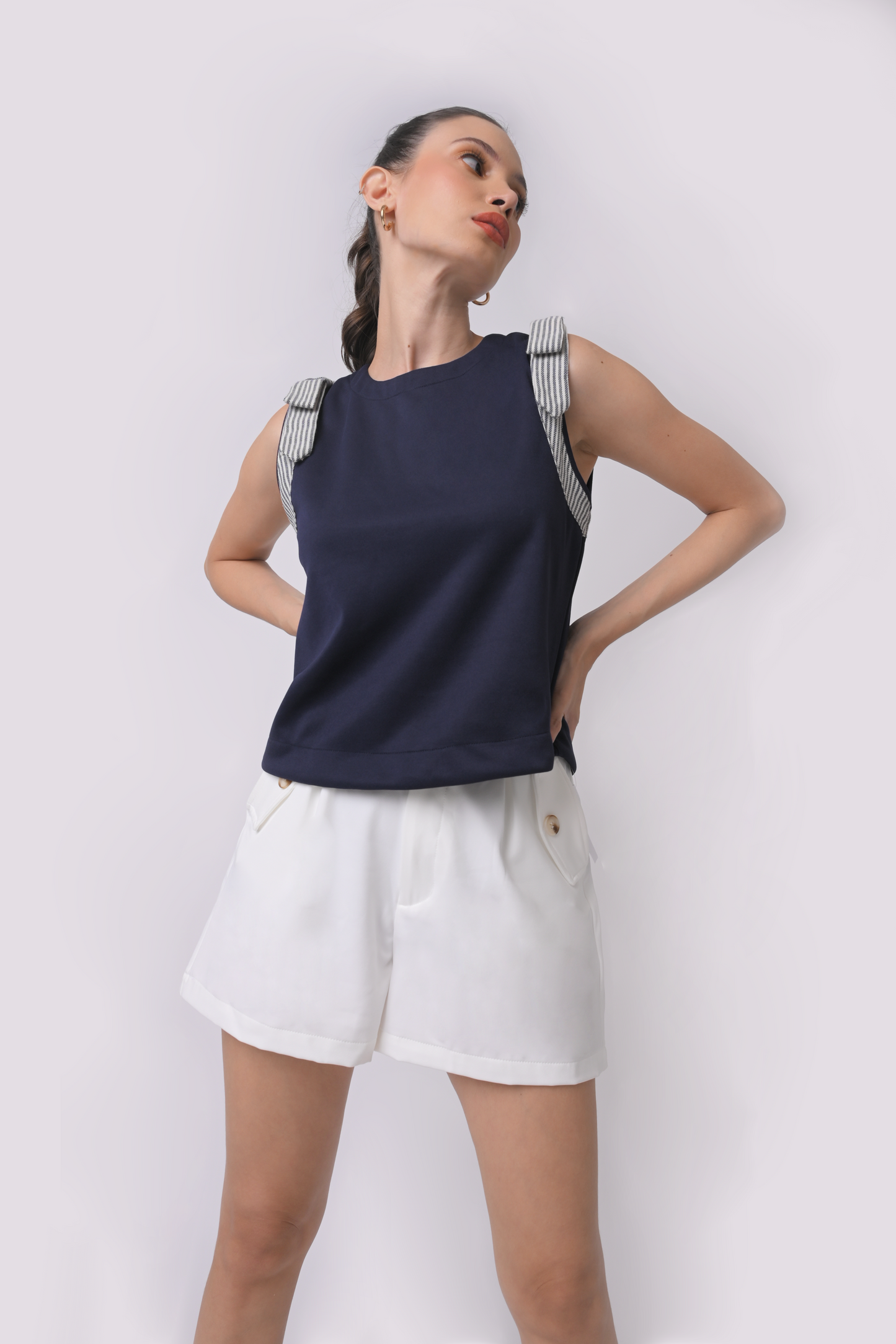 Aliya Sleeveless (Scs) Top (Navy)